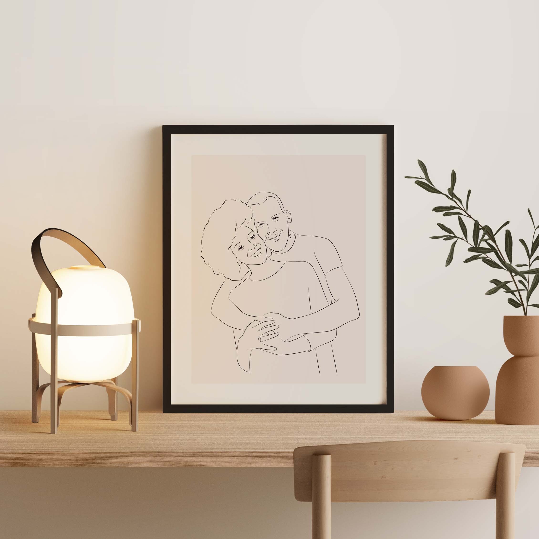 Para zilustrowana w stylu Line Art jako prezent na Walentynki