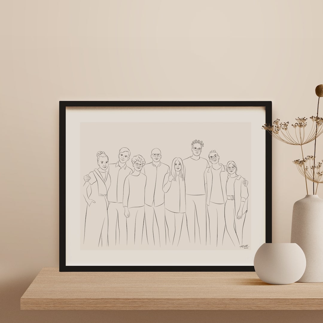 Ritratto Line Art di un team di 8 collaboratori